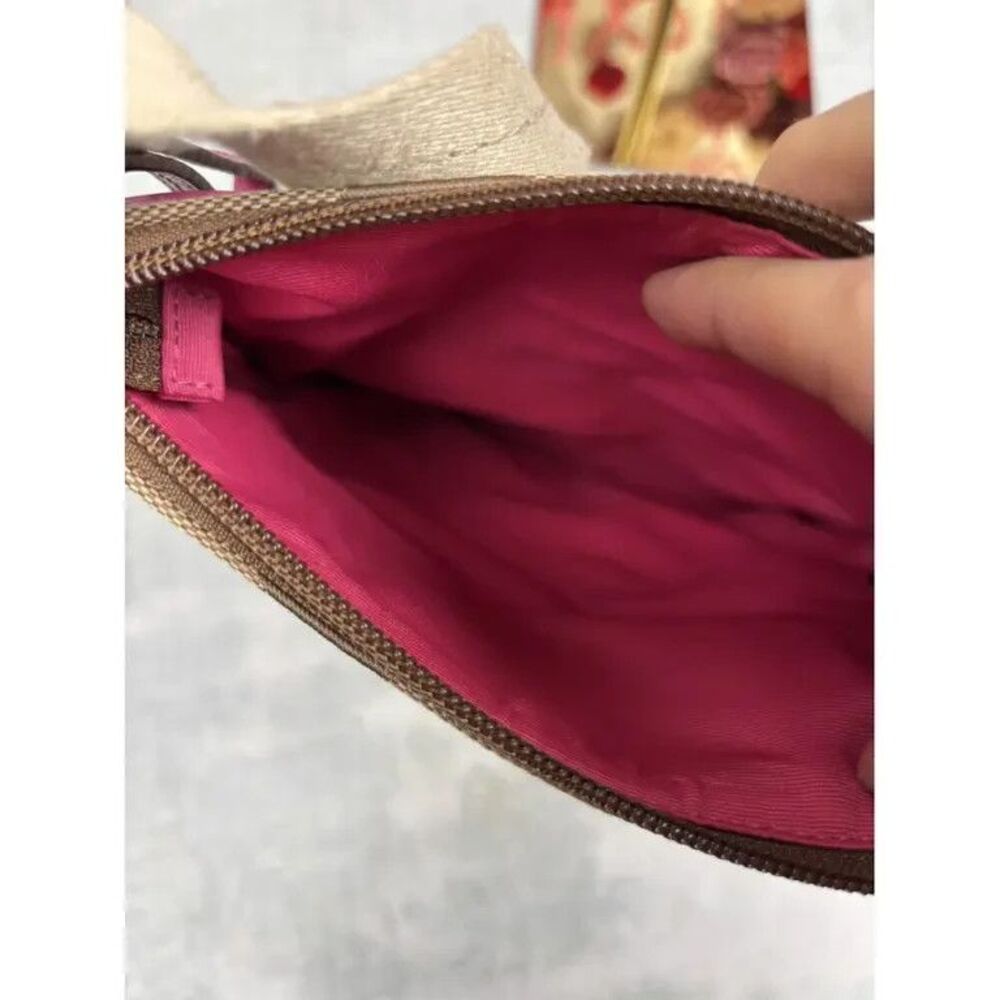 Coach Classic Logo Canvas Adjustable Strap Pink Trim Silver Hardware Vintage - Picture 3 of 3